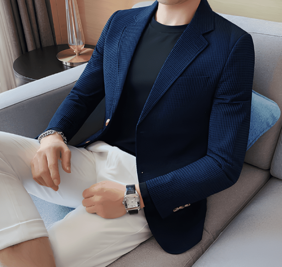 Blazer Masculino Clássico Azul Escuro - Homem com Estilo